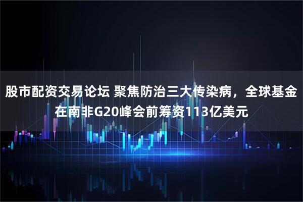 股市配资交易论坛 聚焦防治三大传染病，全球基金在南非G20峰会前筹资113亿美元